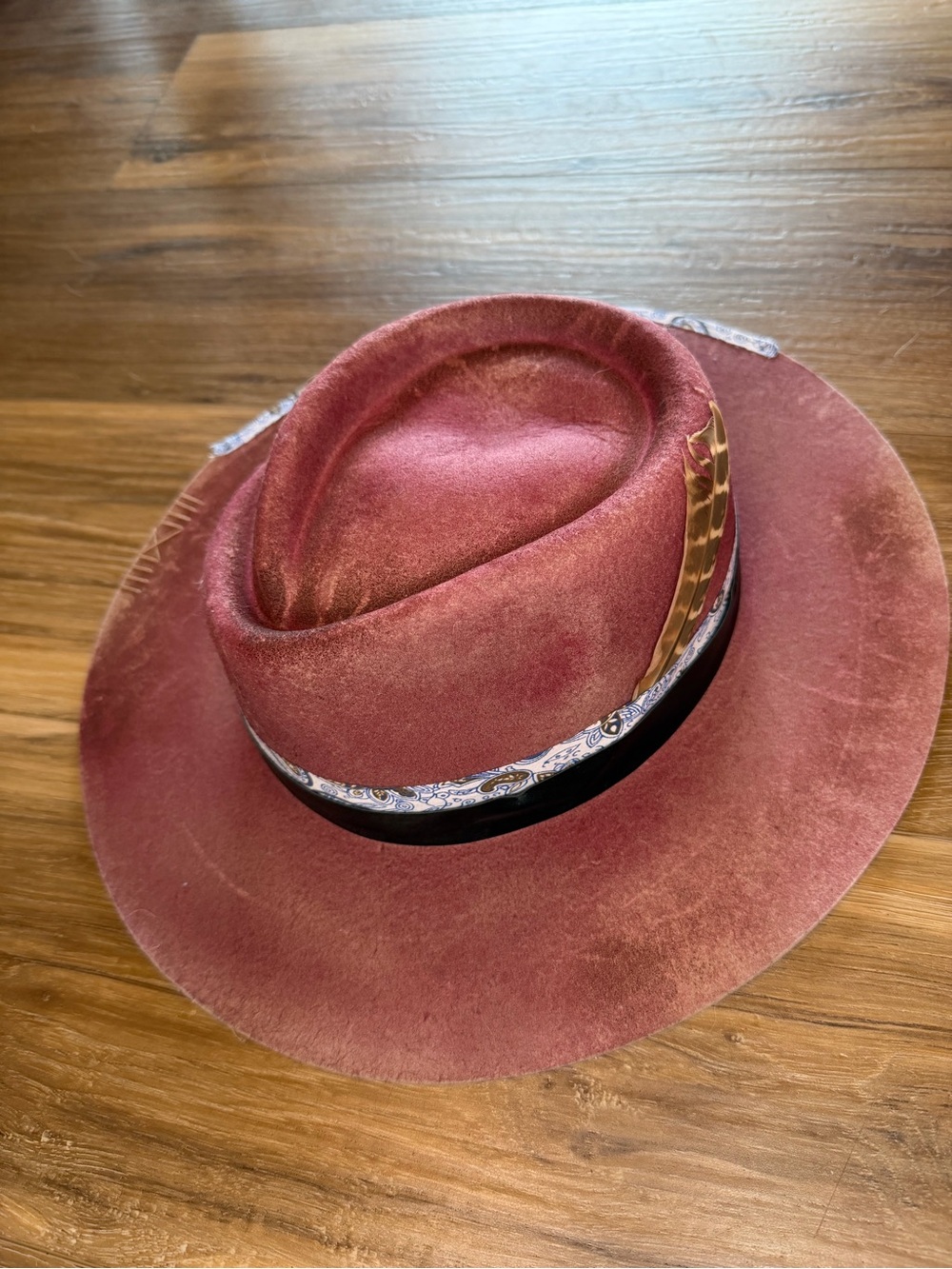 Burgundy Felt Cowboy Hat with Decorative Band